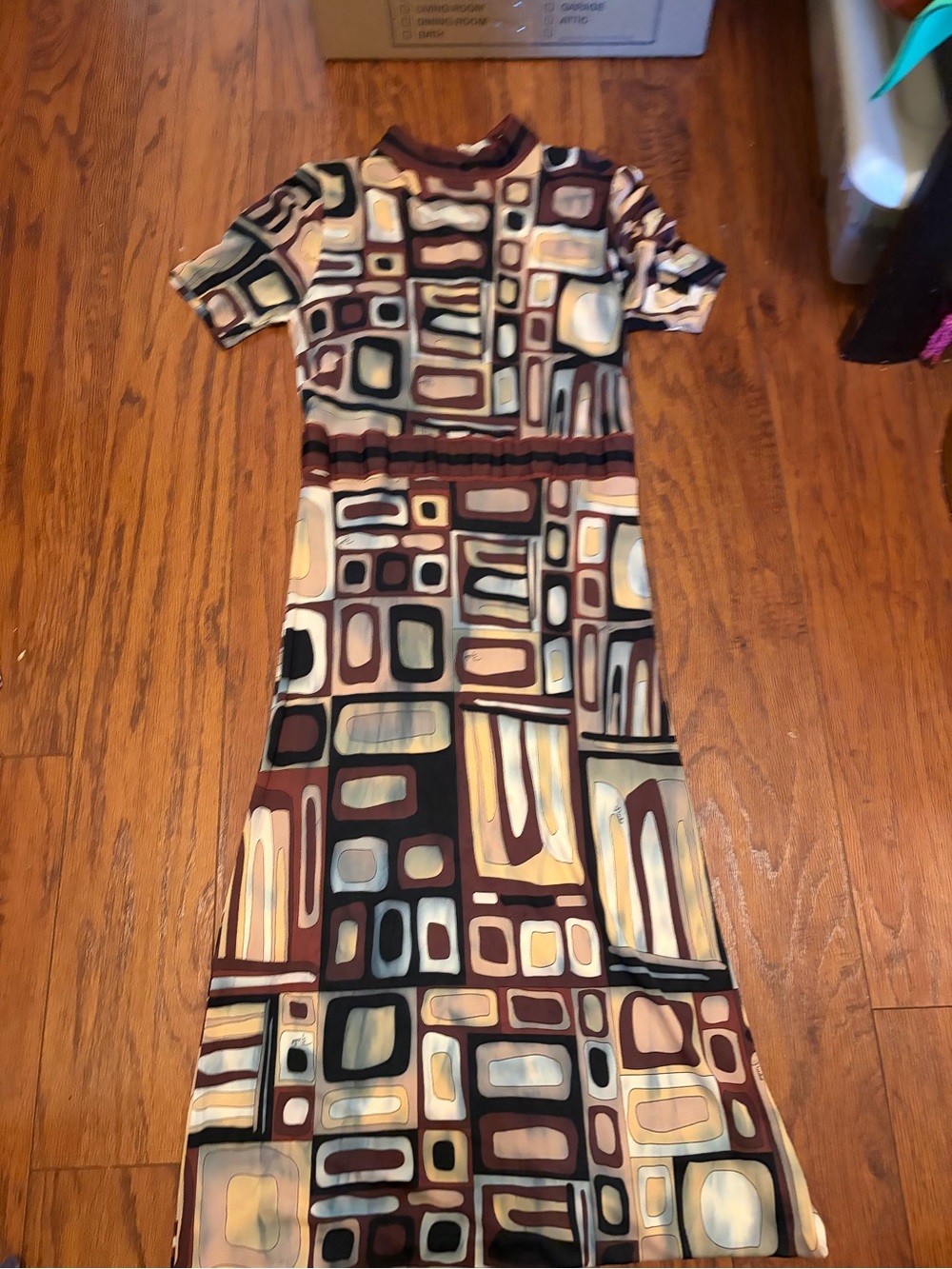 Emilio Pucci Geometric Maxi Dress in Brown, Cream, and Black